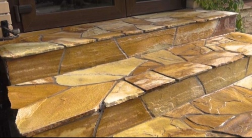 Плитняк златолит жёлтый золотистый для отмостки купить в Магасе